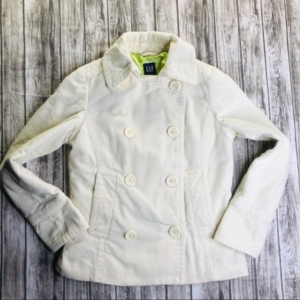 GAP Women’s Ivory Corduroy Pea Coat XS